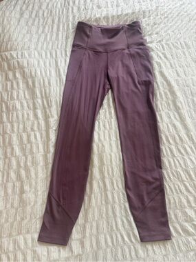 High-Waist Mauve Active Leggings with Side Pockets